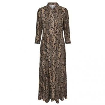 Y.A.S Robe Imprimée Marron Style Serpent