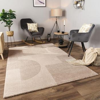 Tapis Salon/Chambre 200x290 cm – Motif Abstrait Crème (Paco Home)