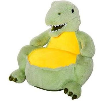 GiftDecor Taburete Asiento Silla Puf Infantil Dinosaurio Verde de Polipiel Con Patas de Madera Amantes de Los Dinosaurios Decoracion Infantil Habitacion Infantil Ideal Regalos para Niños y Niñas Color Verde