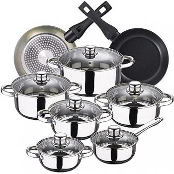 Batería de cocina 12 piezas Bergner Green Neon aluminio forjado