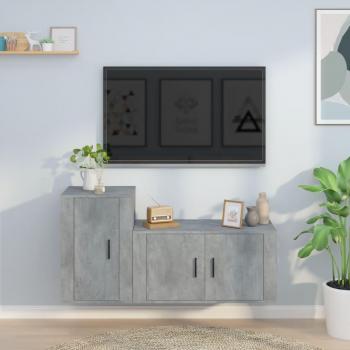 VidaXL Set de muebles de TV 2 pzas madera contrachapada gris hormigón