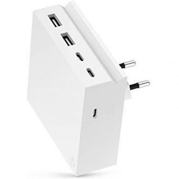 UltraCharge 5‑Port – 30 W USB‑C + 4 USB, bras téléphone – Blanc