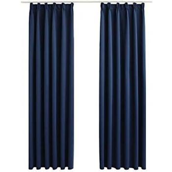 VidaXL Blue Blackout Curtains with Hooks 2 pcs 140x245 cm Quality