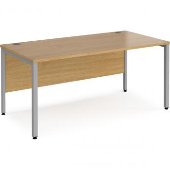 Maestro 25 Silver Frame Office Desk with Oak Top