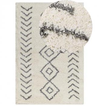 Alfombra shaggy Beliani 200 x 300 cm gris y crema Ayrum