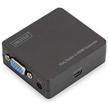Schwarzer DIGITUS VGA zu HDMI Konverter inkl. Audio-Eingang über Chinch