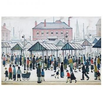L.S. Lowry, Mercado Northern Town 1939 – Talla 30cm, Color Negro