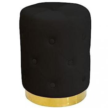 Pouf Imbottito Rotondo Velvet Chic Tinta Unita Nero