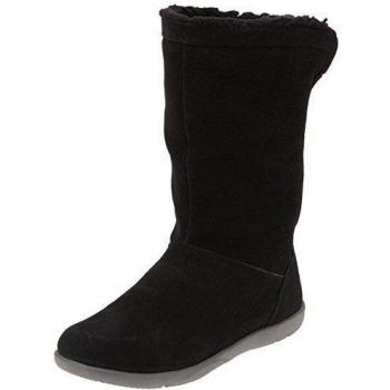 Crocs Adela Foldover Fuzz, Bota de Mujer, Negro, Talla 37-38 EU