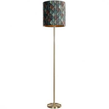 Elegant Brass Floor Lamp with Velvet Shade