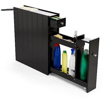 Shrewsbury Black Slim Bathroom Storage Unit