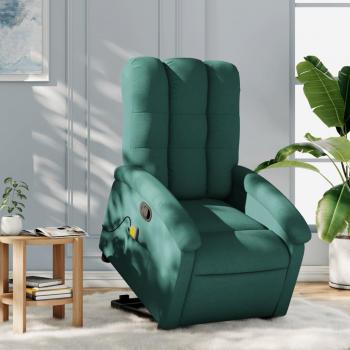 Silla de masaje reclinable de tela verde oscura
