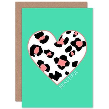 Artery8 Leopard Coral & Green Beautiful Greetings Card – Premium Edition