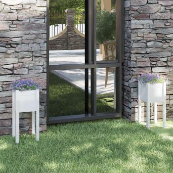 2 pcs White Garden Planters 31x31x70 cm Solid Pinewood vidaXL