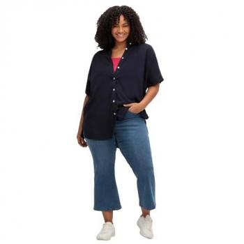 Sheego Damen Bootcut-Jeans 7/8-Länge, Bodyforming-Effekt, Blau, Gr. 48