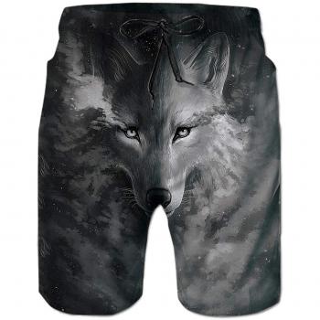 Badeshorts „Wolf Trail“ – 3D Print Strandlook