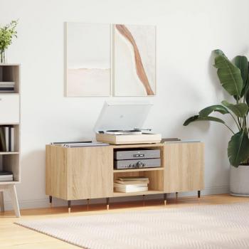 Mobile Porta Dischi in Legno Rovere Sonoma 121x38x48cm