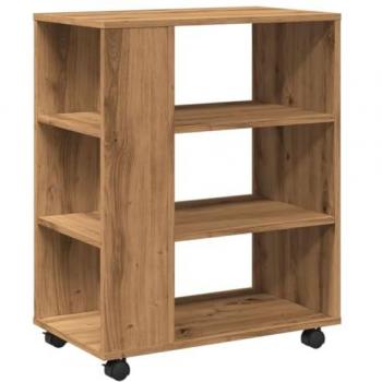 Armario con ruedas de madera ingeniería roble artisan 60x35x75 cm