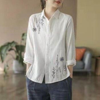 Vestido de Camisa China Floral para Mujer