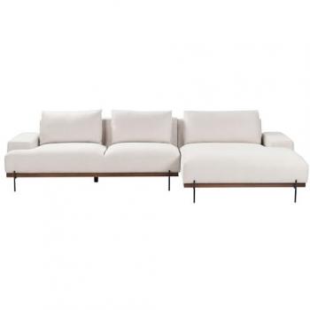 Canapé D'angle Mariferd Beige Clair Tissu Côté Gauche
