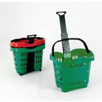 Slingsby Large Plastic Wheeled Shopping Basket, Green