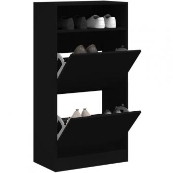 VidaXL Black Shoe Organizer 60x34x116 cm Engineered Wood