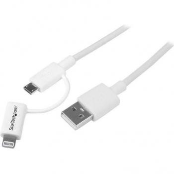 Adaptateur câble 1 m Startech Lightning/Micro USB à USB, blanc