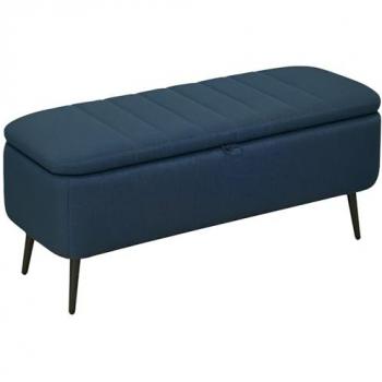 Midnight Blue Velvet Storage Ottoman