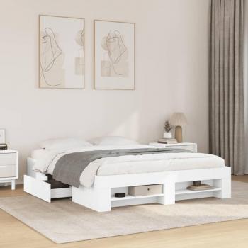 King Size Bed Frame White 150x200 cm Engineered Wood vidaXL