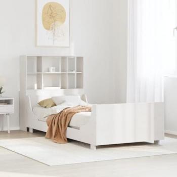 VidaXL White Bookcase Bed without Mattress 100x200 cm Solid Wood