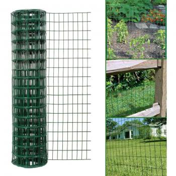 10m x 90cm of Green PVC Plastic Coated Metal Wire Garden Border/Fence