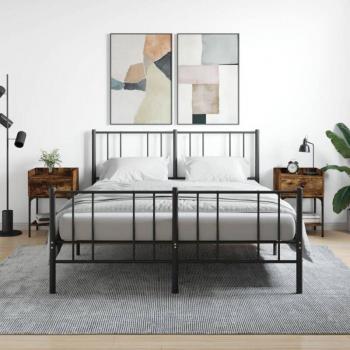 Commode à coucher en bois composite – 2 pièces – Chêne fumé