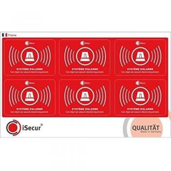 6 piezas etiqueta adhesiva Alarma, iSecur, alarmado, 5x3,5cm, Art. Hin_240, aviso de alarma, adhesivo exterior para ventanas, casa, coche, camión, material de construcción