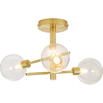 Supa 3-Light Semi Flush Mount with White Shades