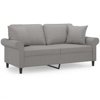 140 cm Light Grey 2-Seater Sofa with Pillows and Cushions