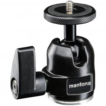 Mantona Basic Kugelkopf Small – besonders leichter und kompakter Stativkopf, 180g, Traglast 6kg, mit 3/8 und 1/4 Anschluss, für Kamera, Einbeinstativ, Fotostativ, Lampenstativ, Studiostativ