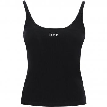 Off‑White Black Female 2XS Tank Top, Sleeveless, Logo Design