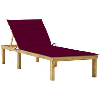 VieXl Chaise longue Bois Pin Imprégné, couleur Bordeaux – Résistant et Ajustable