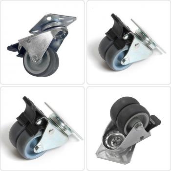 4 Pack Dual-wheel TPR Flat Casters