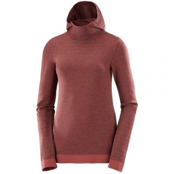 Salomon OUTSPEED Wool Damen Hoodie Violett-Granatrot XS