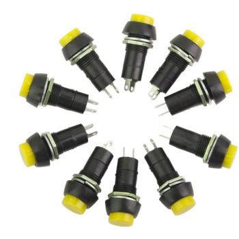 0pcs Interruptor Pulsador Bloqueo Encendido-Apagado 2 Pines 12mm