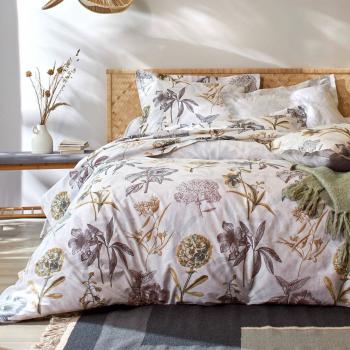 Housse de couette Rêve Fleuri en percale gris