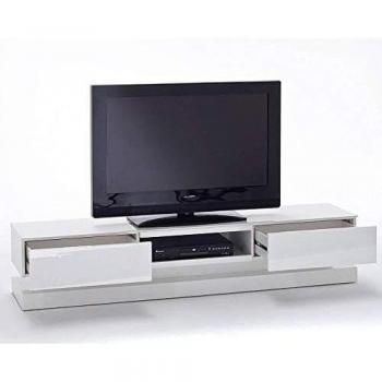 Meuble TV Laqué Blanc Shiva 2 Tiroirs