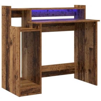 Vintage Oak Desk + Lamp Ensemble – 97x45x90 cm, Engineered Wood