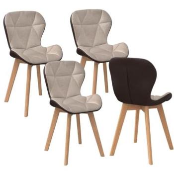 ROBINE: Set di 4 Sedie da Pranzo Bi-Materiali Marrone/Taupe