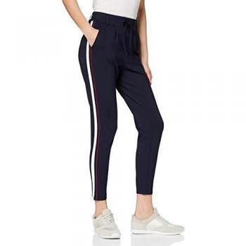 Only NOS Onlpoptrash Easy Duo Mix Panel Pant Noos Pantalon Femme, Bleu (Night Sky Detail:W. Cloud Dancer/High Risk Red), W29/L30