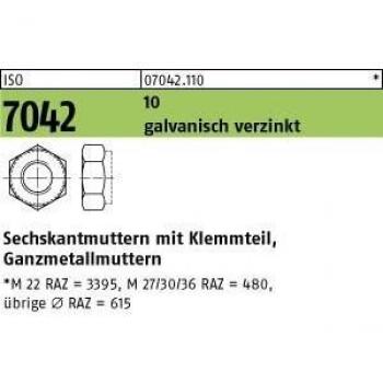 M36 Sechskantmutter ISO 7042 mit Klemmteil, Verzinkung, Packung mit 10 Stück