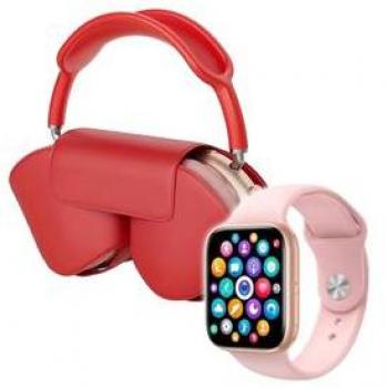 Klack Set Smartwatch 9 Max + Auriculares Bluetooth Klack Pro Rosa/Rojo