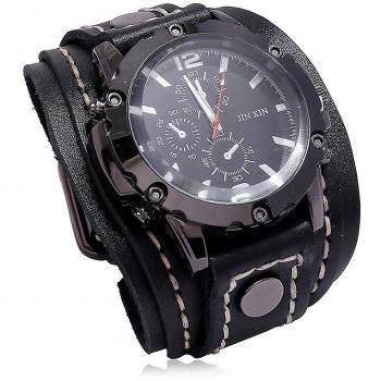 Pulsera Amplia de Cuero Genuino – Reloj de Alta Calidad