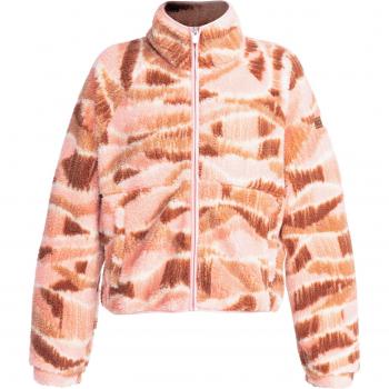 Blurry Cloud Women's Zip-Up Fleece Jacket in Candlelight Peach Dune